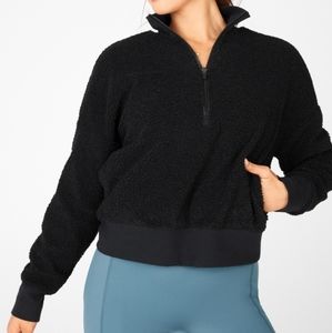 Fabletics Dream Polar Fleece Jacket  Pullover Half Zip Black Womens Size Medium